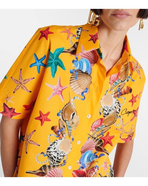 Camisa Capri de algodon estampada Dolce & Gabbana de color Yellow