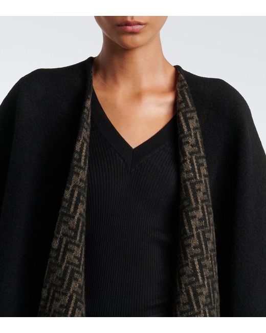 Fendi Black Reversible Wool And Cashmere Poncho