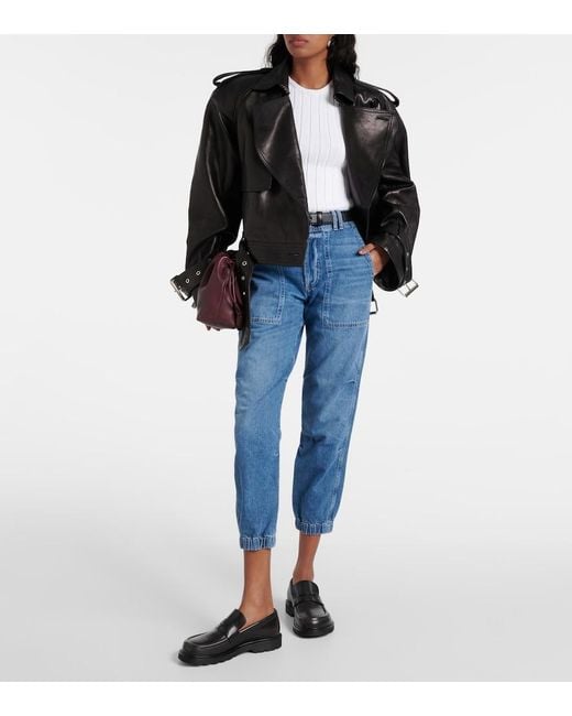 Citizens of Humanity Blue Agni Mid-Rise Twill Tapered Pants