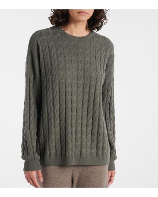 Lisa Yang Gray Cable-Knit Cashmere Sweater