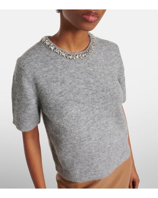 Velvet Gray Layton Embellished Alpaca And Wool-Blend Top