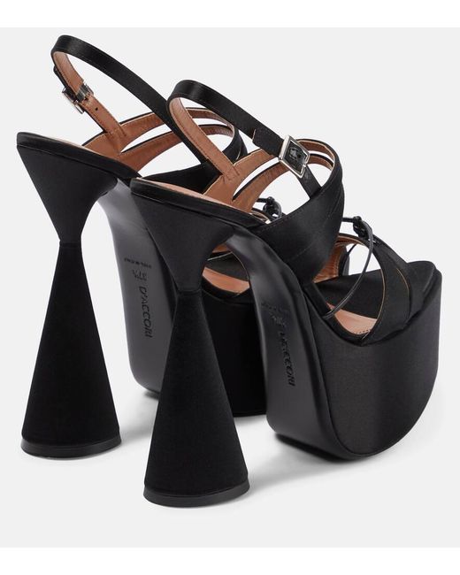 D'Accori Black Belle Satin Platform Sandals
