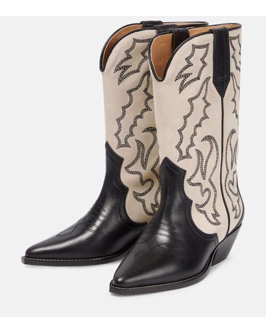 Isabel Marant Natural Duerto Leather & Suede Cowboy Boot