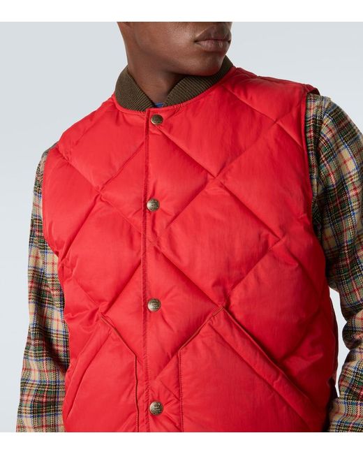 RRL Red Quilted Twill Vest for men