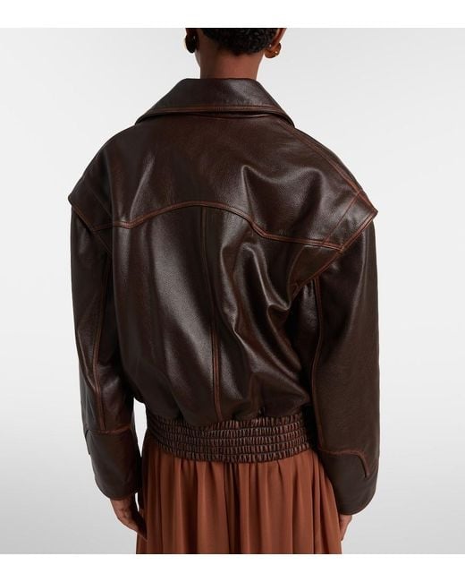 JACQUES WEI Brown Leather Biker Jacket