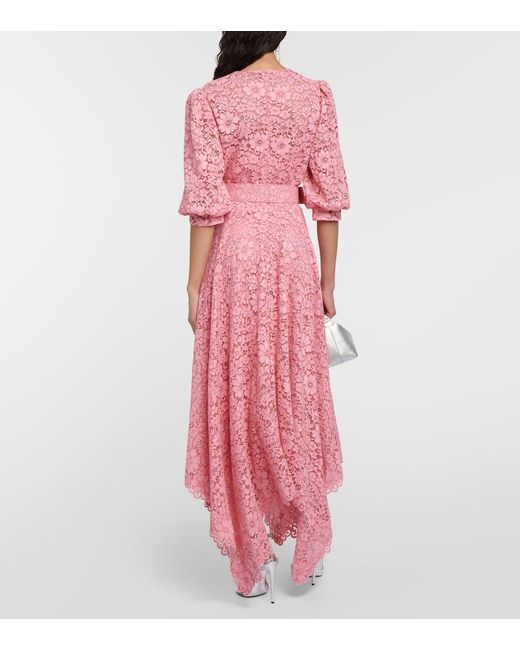 Costarellos Pink Mina Floral Corded-lace Midi Dress