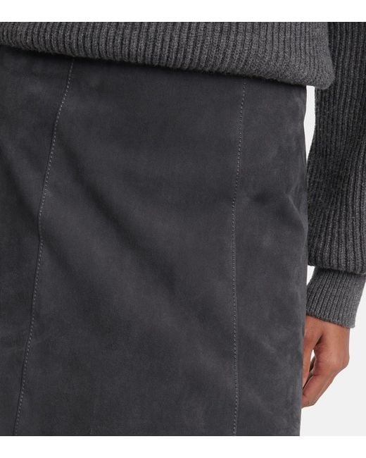 Joseph Blue Suede Midi Skirt
