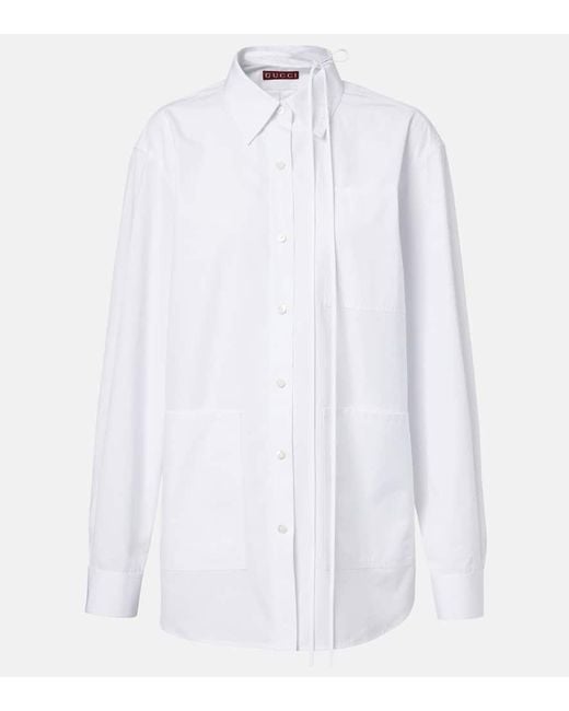 Camisa De Popelin De Algodon Gucci de color White