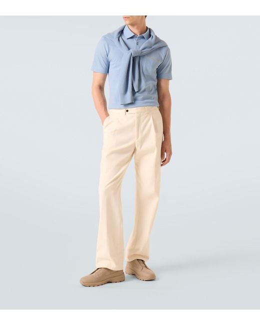 Zegna Blue Cotton Pique Polo Shirt for men