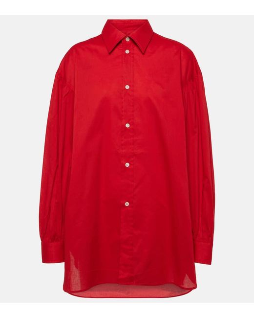 Plan C Red Oversized Cotton Shirt