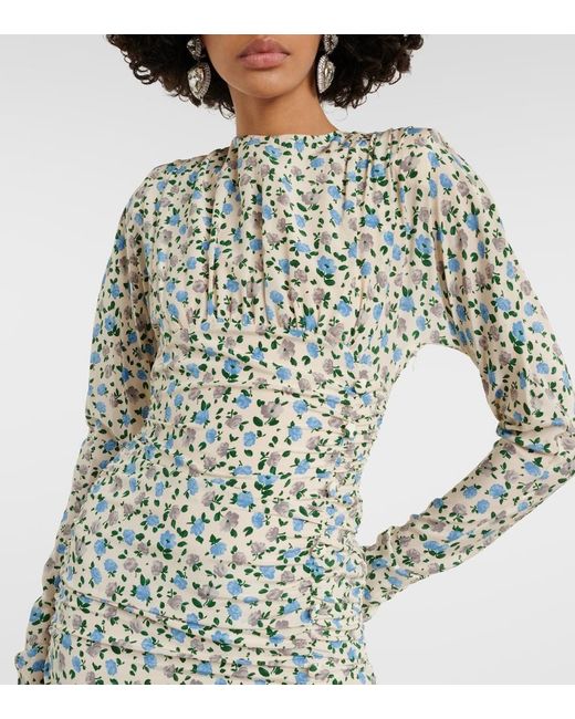 Alessandra Rich Green Floral Open-Back Silk Minidress