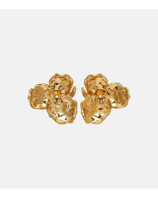 Oscar de la Renta Metallic Blossom Crystal-Embellished Earrings