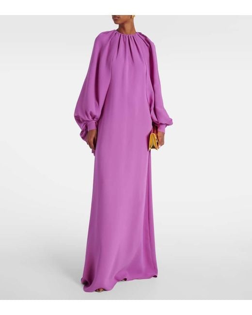 Vestido De Fiesta En Mezcla De Seda Oscar de la Renta de color Purple