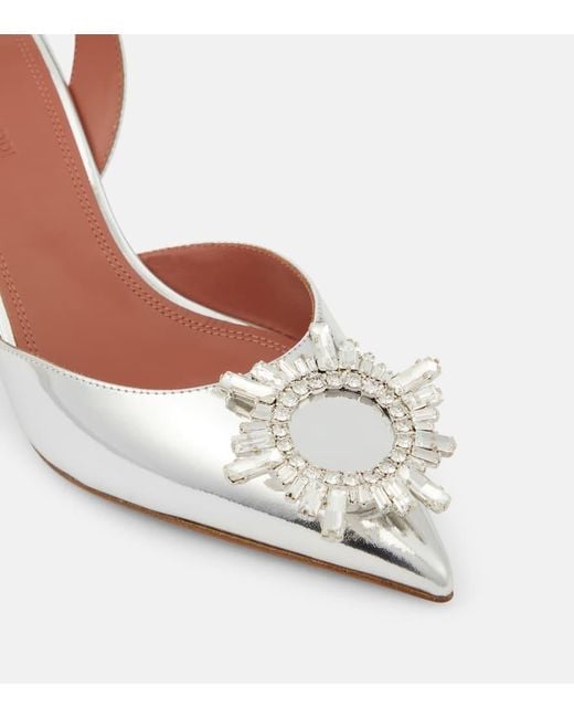 AMINA MUADDI Metallic Begum 70 Mirrored Leather Slingback Pumps