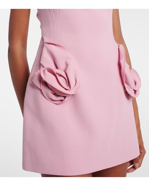 Magda Butrym Pink Floral-Applique Wool-Blend Minidress
