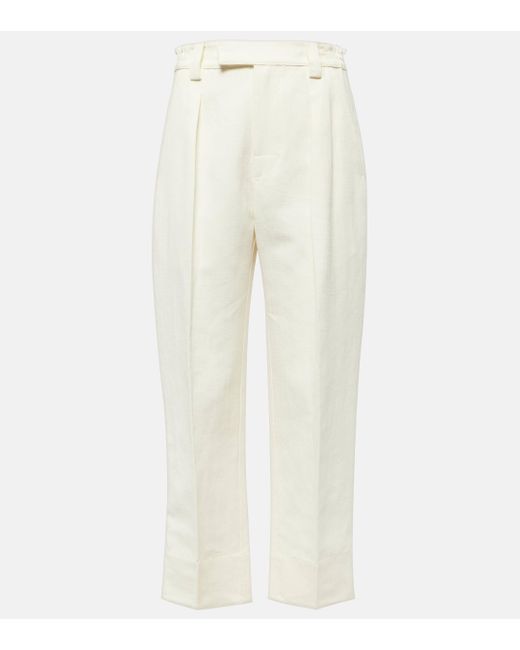 Loro Piana Natural Linen And Cotton Straight Pants