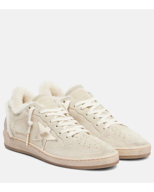Golden Goose Deluxe Brand White Ball Star Shearling-Lined Suede Sneakers