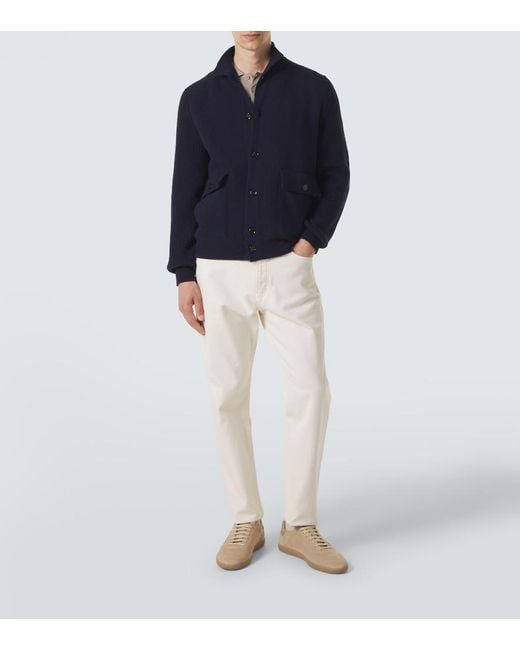 Lardini Blue Knitted Wool-Blend Jacket for men