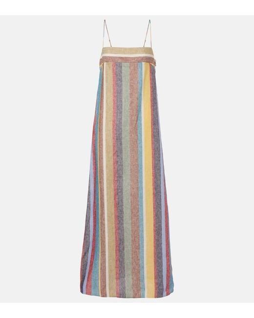Staud Multicolor Laura Striped Linen Maxi Dress