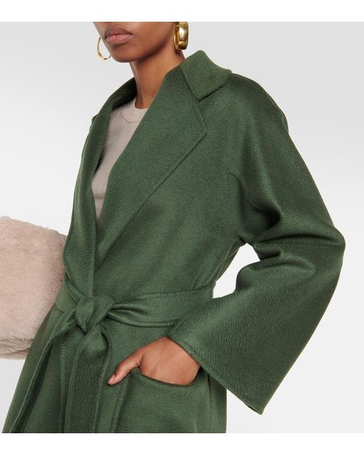 Max Mara Green Ludmilla Cashmere Wrap Coat