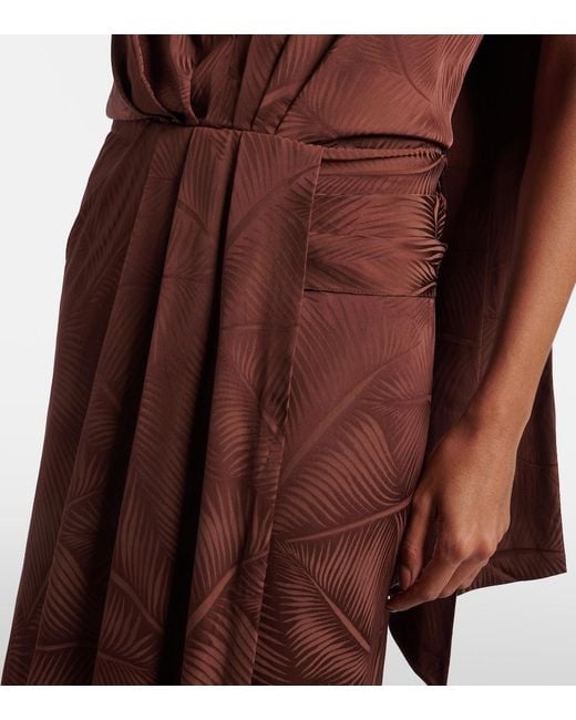 Johanna Ortiz Brown Halterneck Jacquard Maxi Dress