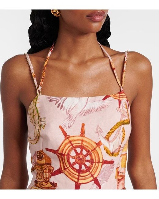 Farm Rio Pink Midikleid Nautical Wonder
