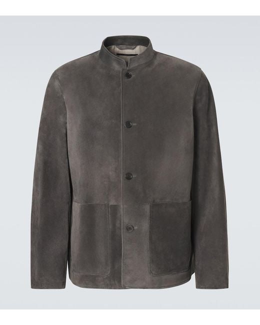 Dunhill Gray Suede Jacket for men