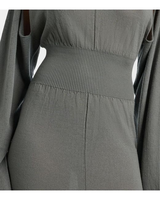 Rick Owens Gray Con Virgin Wool Maxi Dress