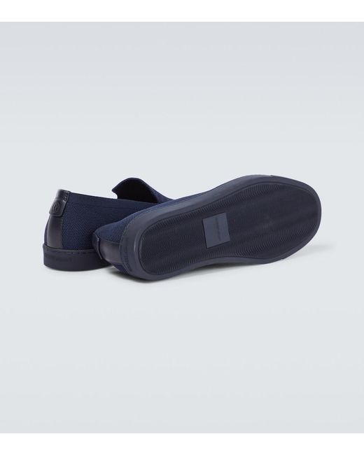 Giorgio Armani Blue Canvas Slip-On Shoes for men