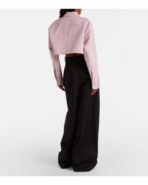 Balenciaga Black Cotton Twill Wide-Leg Pants