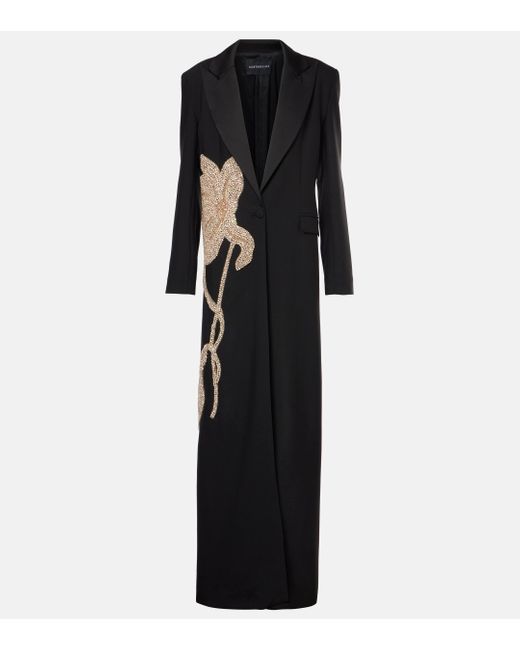 Costarellos Black Embellished Wool-Blend Blazer Maxi Dress