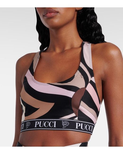 Emilio Pucci Black Printed Sports Bra