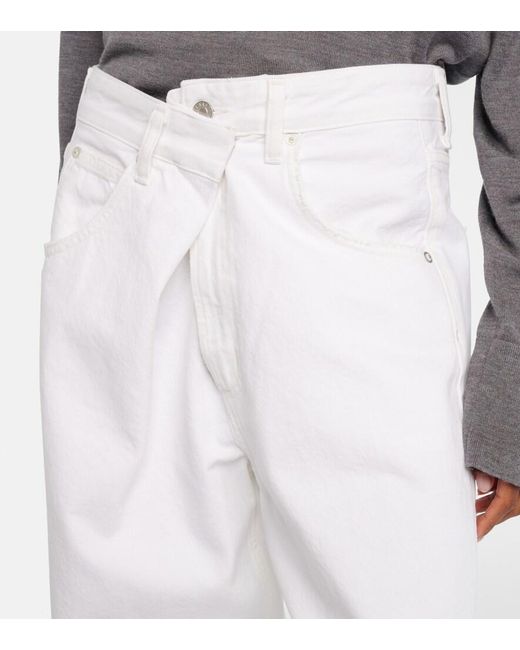 Agolde White Vana Fold Wide-Leg Jeans