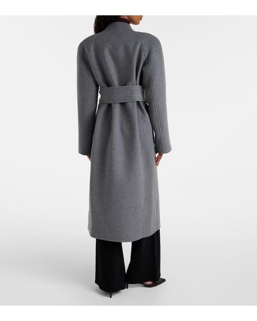 Khaite Gray Deena Wool Wrap Coat