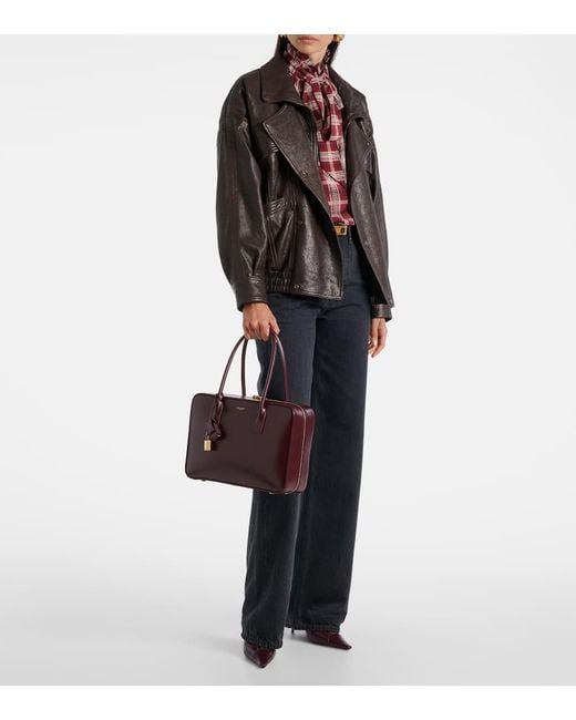 Saint Laurent Red Sac De Jour Leather Tote Bag