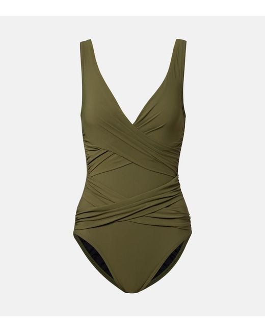 Karla Colletto Green Draped Swimsuit