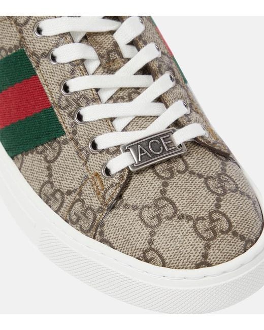 Zapatillas Ace con logo y ribete de piel Gucci de color Metallic