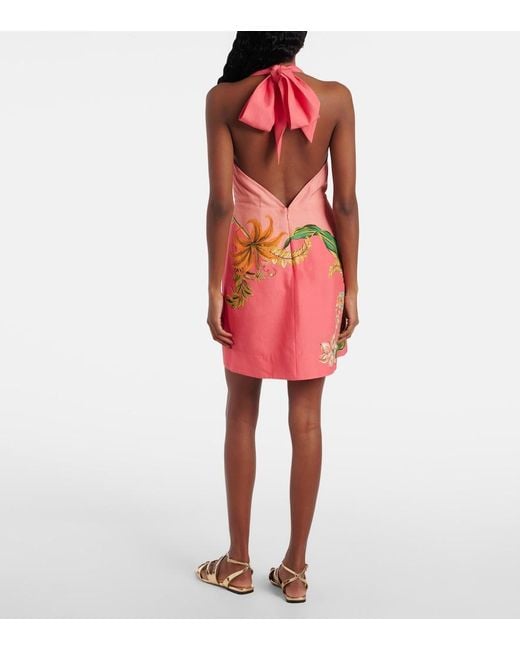 ALÉMAIS Orange Anika Floral Linen Minidress