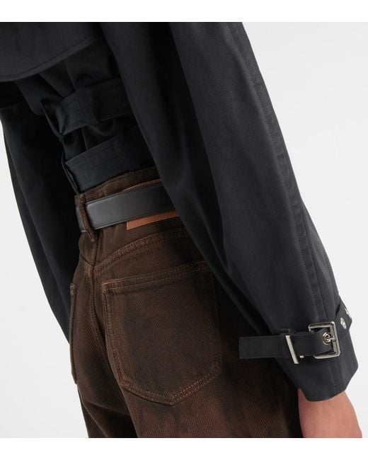 Ganni Black Belted Cropped Cotton Jacket