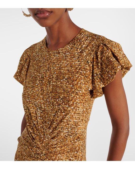 Isabel Marant Metallic Terena Printed Silk-Blend Midi Dress