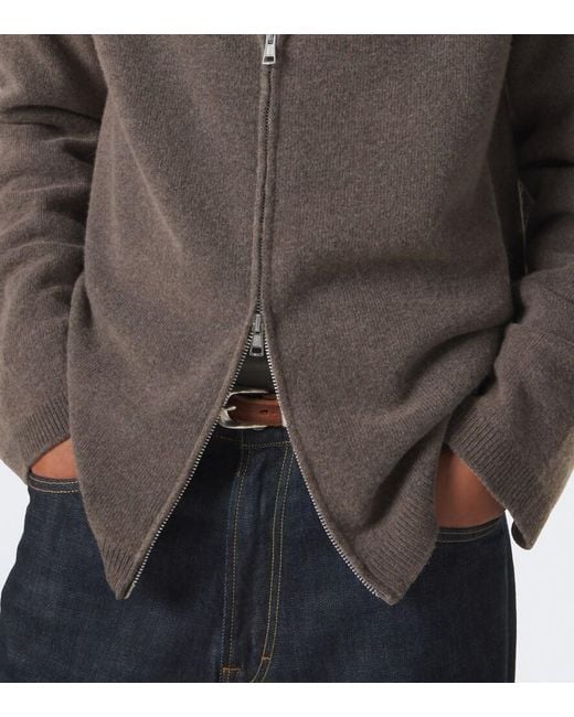Our Legacy Brown Line Wool Zip-Up Cardigan for men