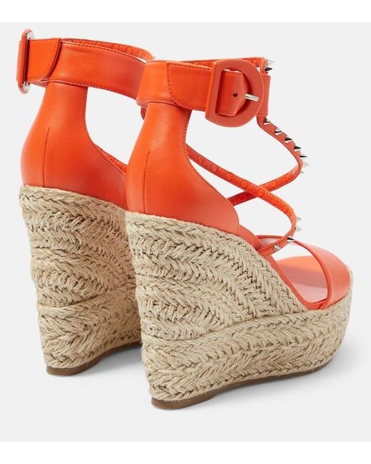 Christian Louboutin Red Chocazeppa Spikes 120 Espadrille Wedges