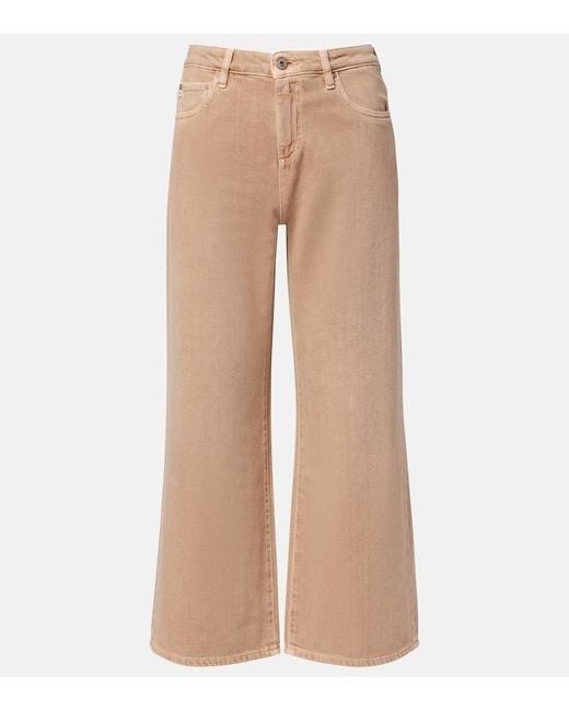 AG Jeans Natural Saige Cropped Wide-Leg Jeans