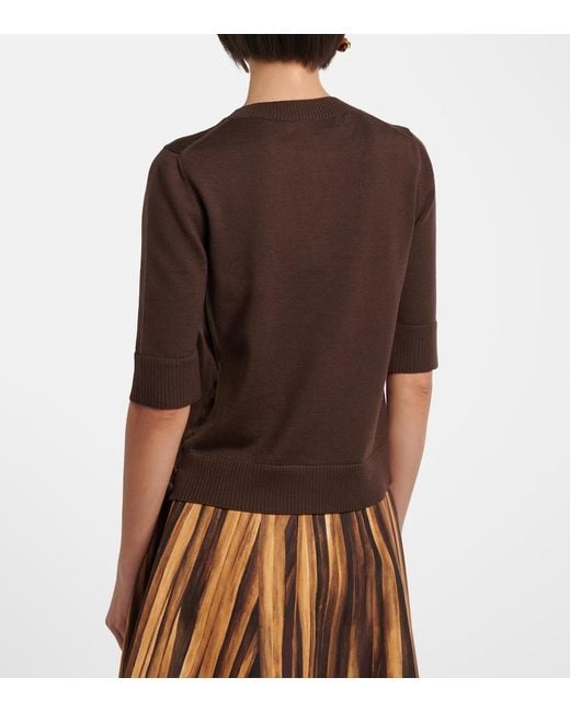 Oscar de la Renta Brown Virgin Wool Sweater