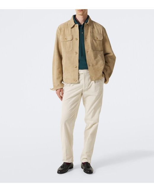 Rubinacci Natural Modluca Cotton Corduroy Straight Pants for men