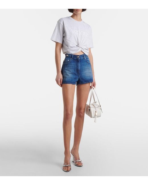 Versace Blue Faded Denim Shorts
