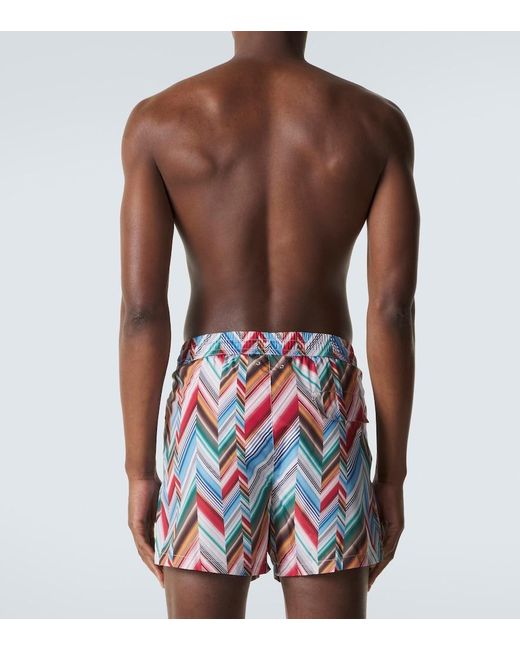 Missoni White Zigzag Swim Trunks for men