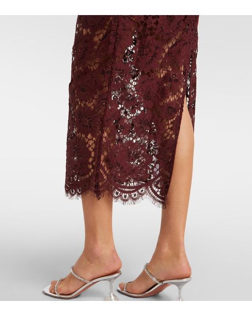Self-Portrait Purple Floral Lace Midi Dress