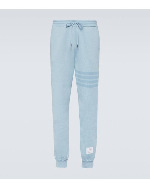 Thom Browne Blue 4-bar Cotton Jersey Sweatpants for men