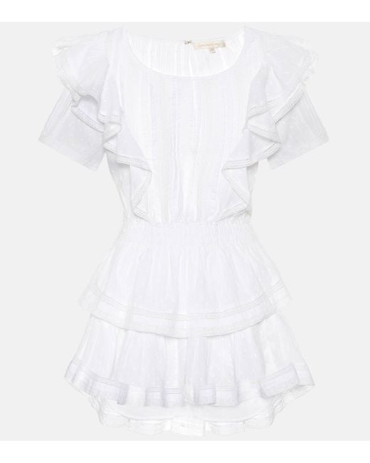 LoveShackFancy White Natasha Cotton Minidress